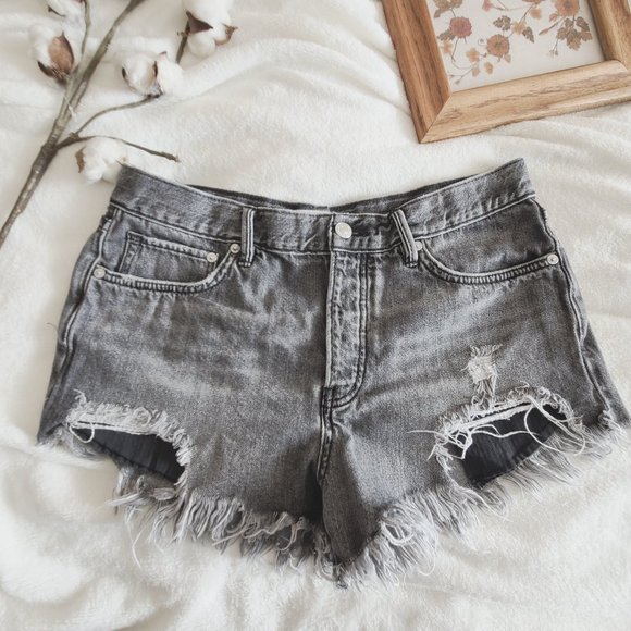 Free People High Wait Cut Off Distress Jean Shorts
